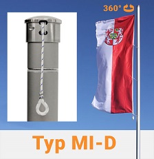 Fahnenmast mit innenliegender Seilführung drehbar Typ MI-D